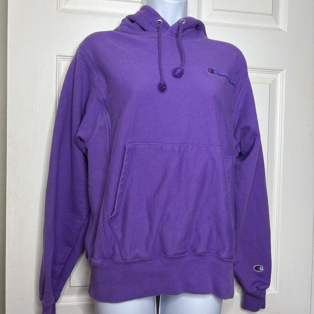 Champion Small Reverse Weave Purple Hoodie – Oversized Fit Embroidered Logo - Picture 2 of 7